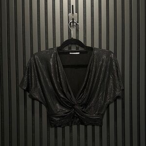 Black shimmery crop top